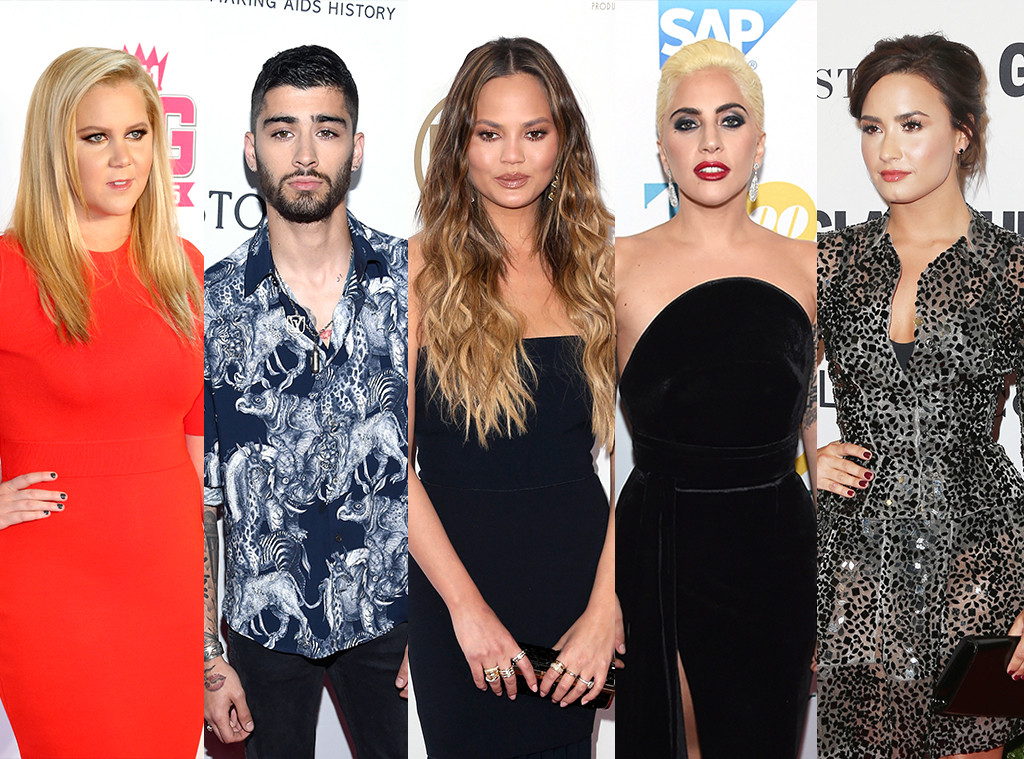 Amy Schumer, Zayn Malik, Chrissy Teigen, Lady Gaga, Demi Lovato Amy Schumer, Zayn Malik, Chrissy Teigen, Lady Gaga, Demi Lovato
